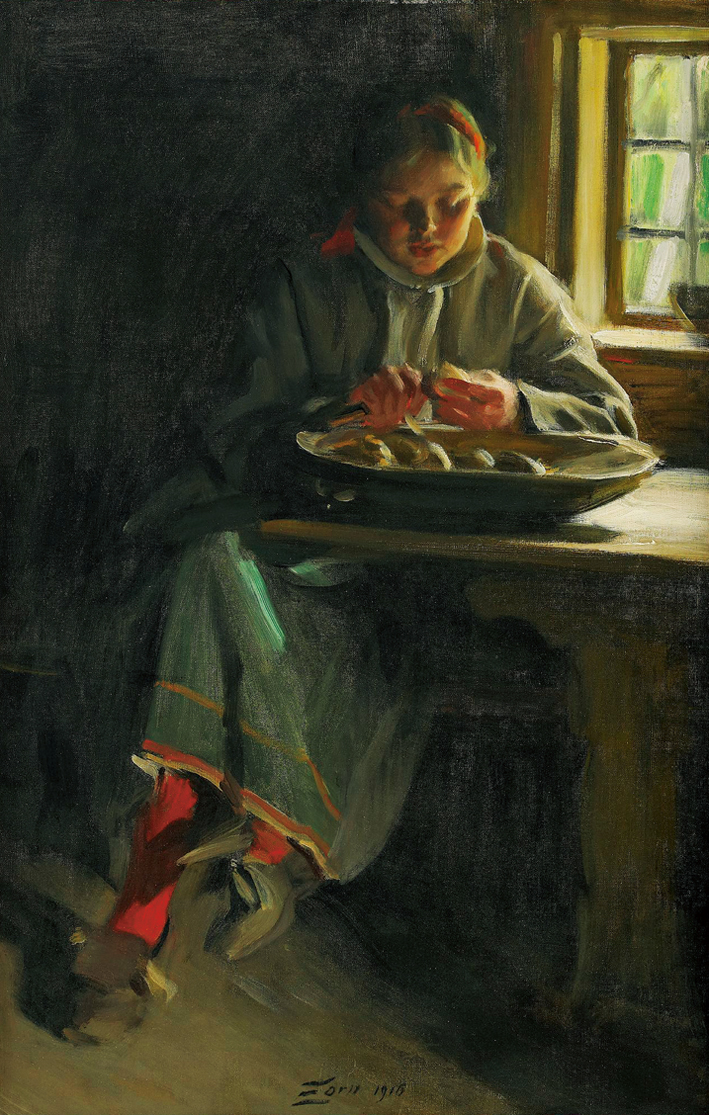  安德斯·莱奥纳德·佐恩 Anders Leonard Zorn —— 削果皮的女孩